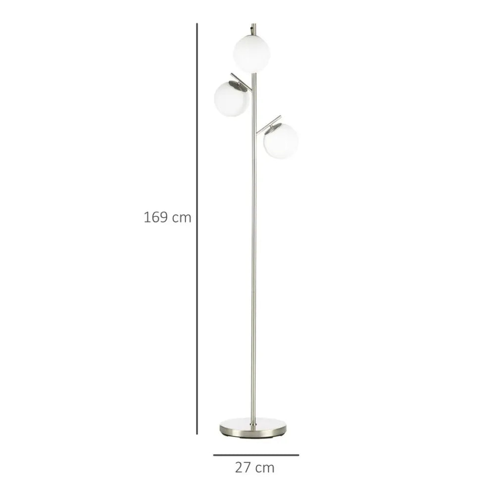 Modern Floor Lamp for Living Room Bedroom, 3 Light Tree Standing Lamp, Silver - Lamp from Unbranded