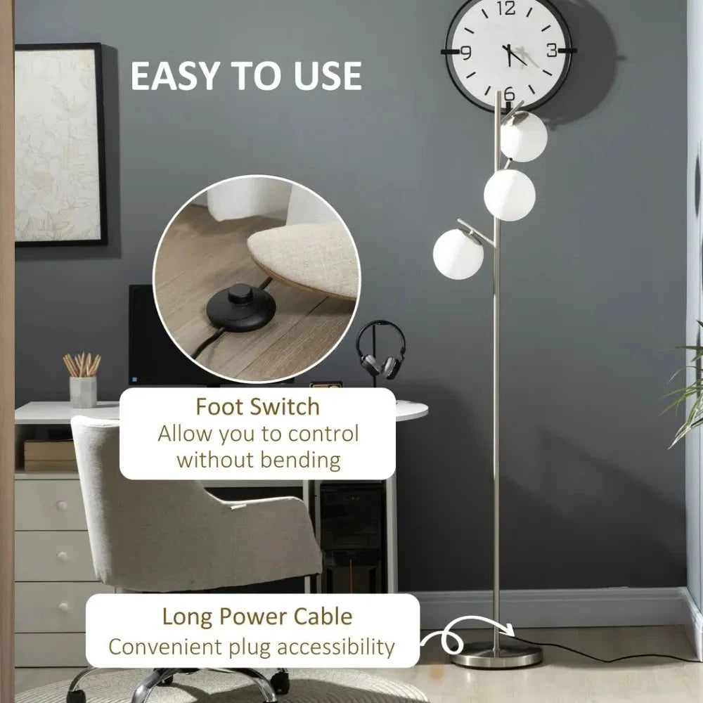Unbranded Modern Floor Lamp for Living Room Bedroom, 3 Light Tree Standing Lamp, Silver - Uncategorized Lamp