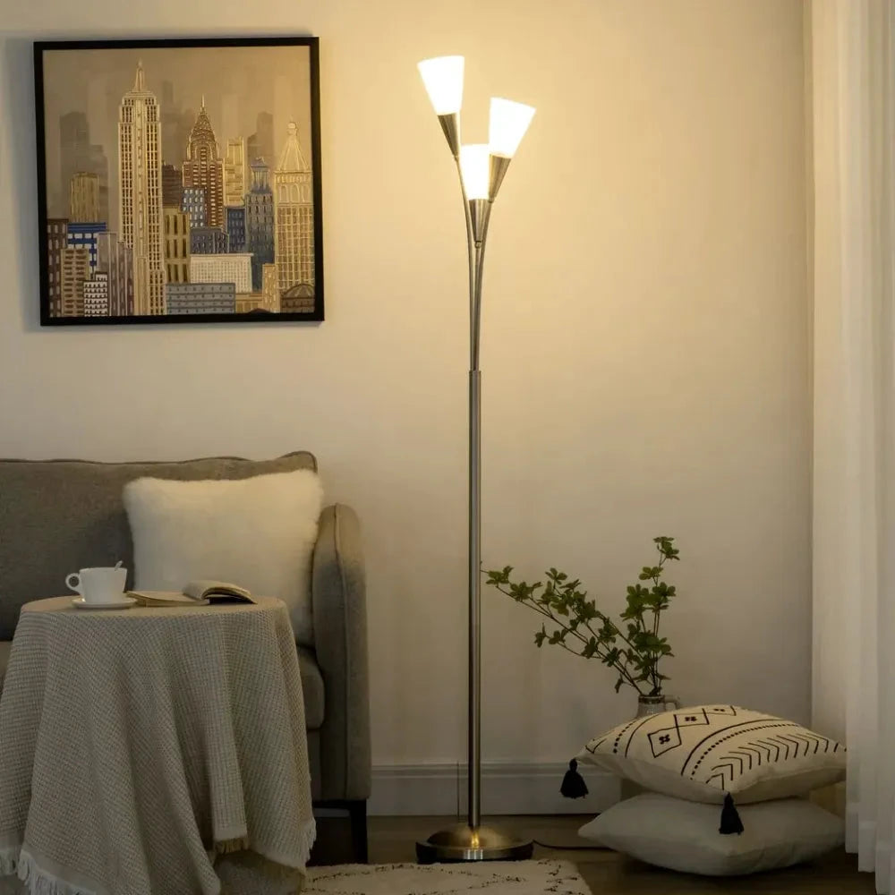 Modern Floor Lamp for Living Room Bedroom, 3 Light Upright Standing Lamp by Unbranded