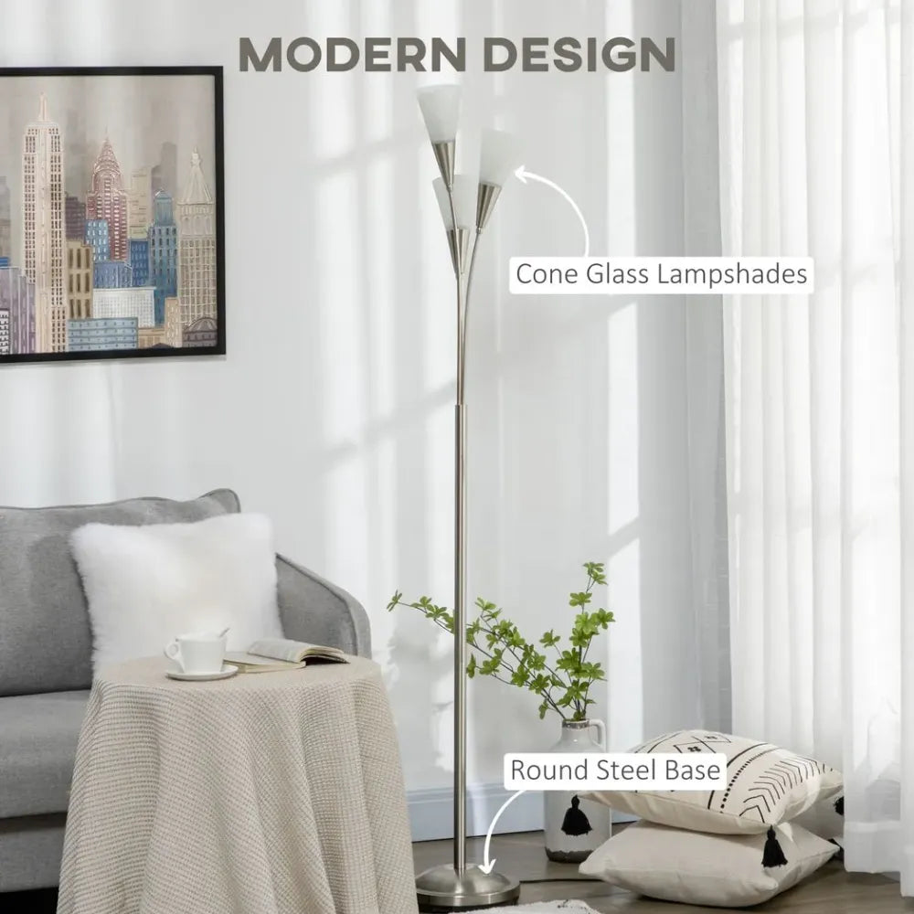Modern Floor Lamp for Living Room Bedroom, 3 Light Upright Standing Lamp - Lamp from Unbranded
