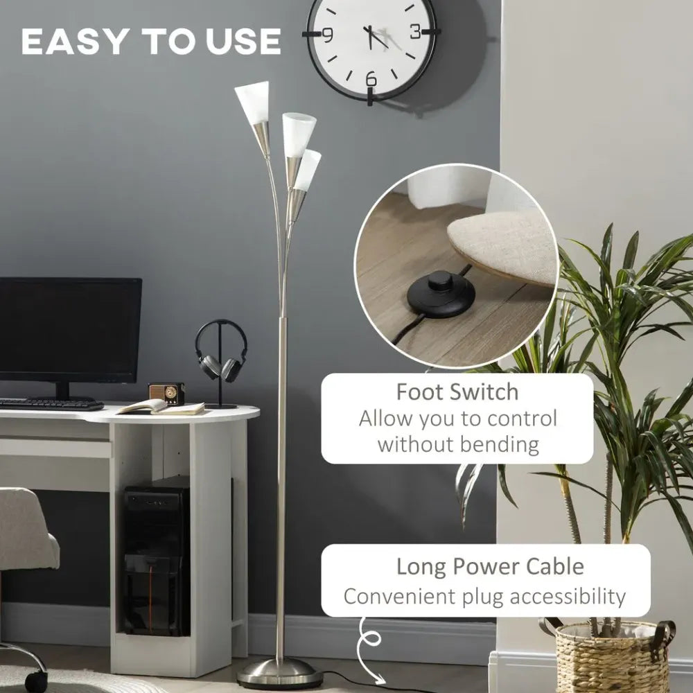 Modern Floor Lamp for Living Room Bedroom, 3 Light Upright Standing Lamp - Lamp from Unbranded