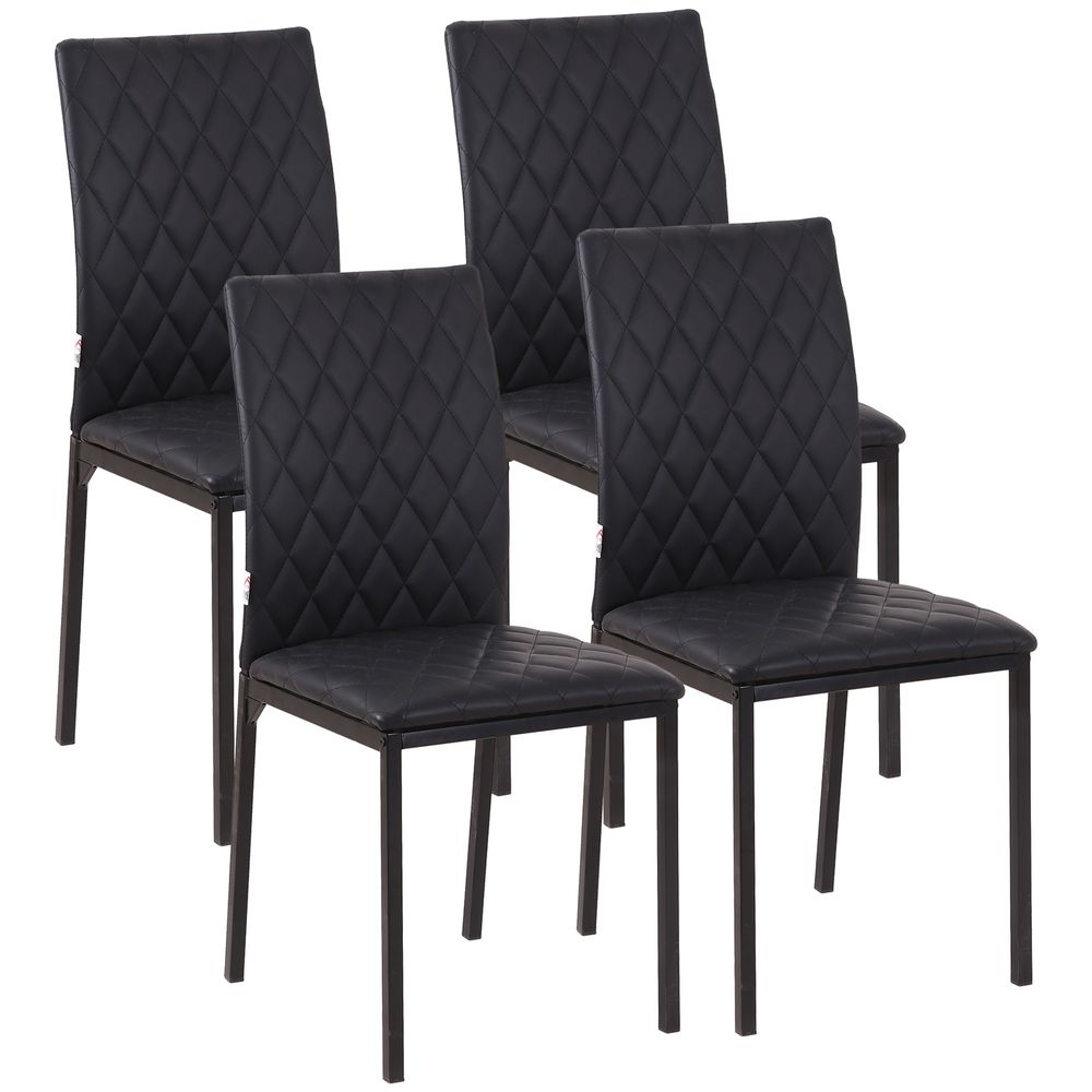 Modern Dining Chairs Faux Leather Accent Chairs for Kitchen, Set of 4, Black - Leather Chairs from Unbranded