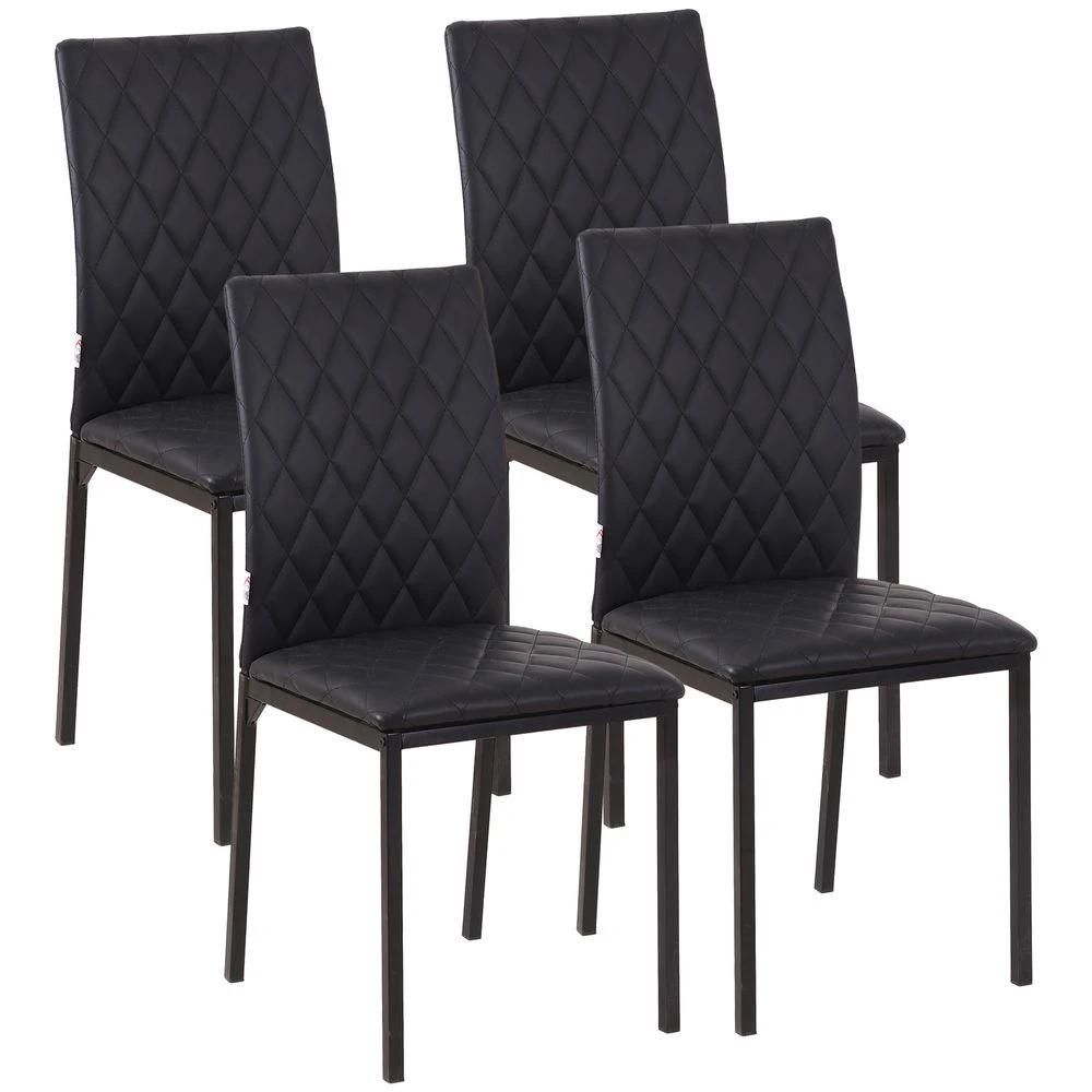Unbranded Modern Dining Chairs Faux Leather Accent Chairs for Kitchen, Set of 4, Black - Uncategorized Leather Chairs
