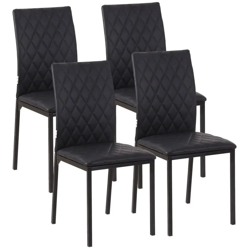 Unbranded Modern Dining Chairs Faux Leather Accent Chairs for Kitchen, Set of 4, Black - Uncategorized Leather Chairs