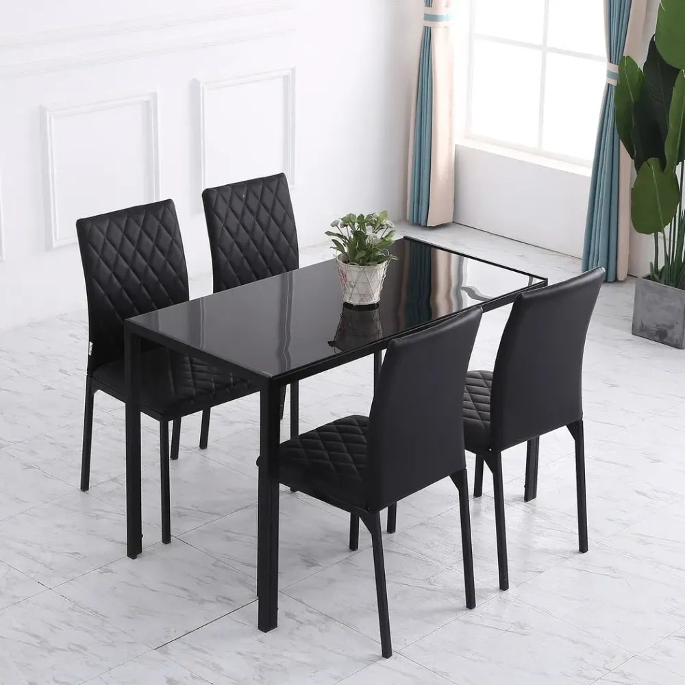 Modern Dining Chairs Faux Leather Accent Chairs for Kitchen, Set of 4, Black - Leather Chairs from Unbranded