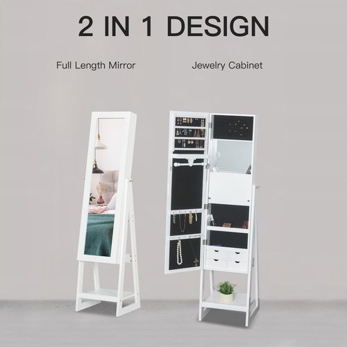 Freestanding Jewellery Storage Armoire  2 Mirrors Drawers Hooks Lights - Mirror from Unbranded