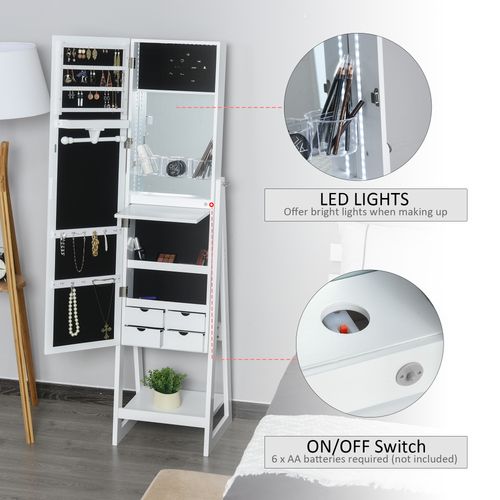Freestanding Jewellery Storage Armoire  2 Mirrors Drawers Hooks Lights - Mirror from Unbranded