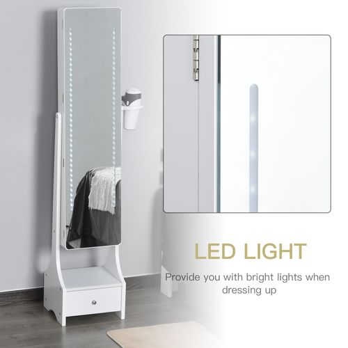 Freestanding Jewellery Storage Mirror Armoire  LED Lights Hooks Drawer - Mirror from Unbranded