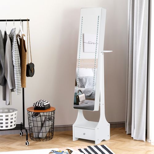 Freestanding Jewellery Storage Mirror Armoire  LED Lights Hooks Drawer - Mirror from Unbranded