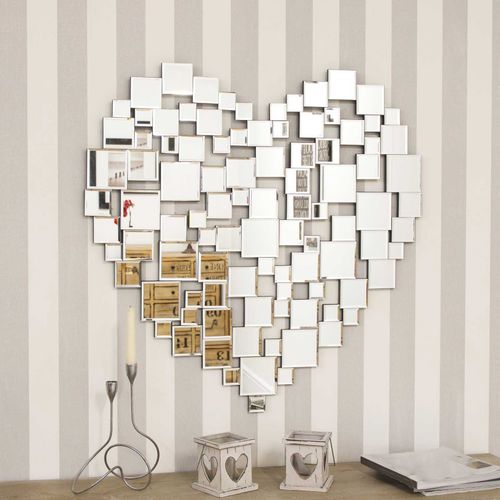 Love All Glass Collage Heart Wall Mirror 81 x 80 CM - Mirror from Unbranded