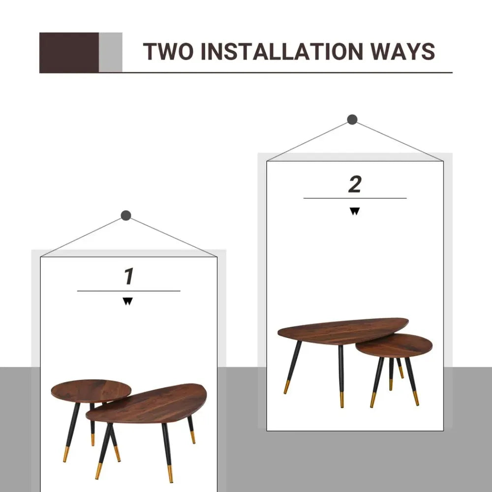 Nesting Coffee Tables Set of 2 Stackable End Tables Sofa Side Desk Home Office - Nest of Tables from Unbranded