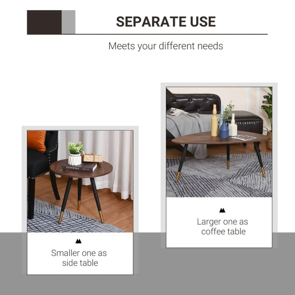 Nesting Coffee Tables Set of 2 Stackable End Tables Sofa Side Desk Home Office - Nest of Tables from Unbranded