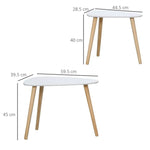 Side Table Set of 2 Nested Coffee Table W/ Solid Wood Legs Living Room White - Nest of Tables from Unbranded