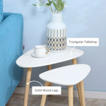 Side Table Set of 2 Nested Coffee Table W/ Solid Wood Legs Living Room White - Nest of Tables from Unbranded