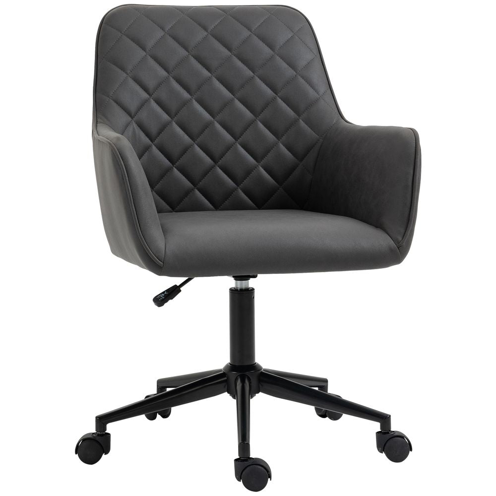 Argyle Office Chair Leather-Feel Fabric Home Study Leisure  Wheels Vinsetto - Office Chair from Unbranded