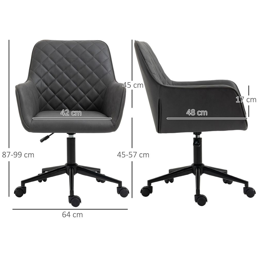 Argyle Office Chair Leather-Feel Fabric Home Study Leisure  Wheels Vinsetto - Office Chair from Unbranded