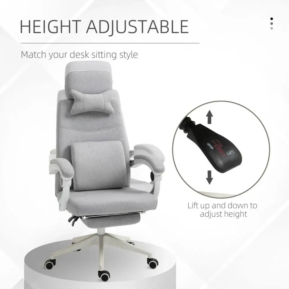 Ergonomic Home Office Chair 360 Swivel with Footrest Height Adjustable Grey - Office Chair from Unbranded