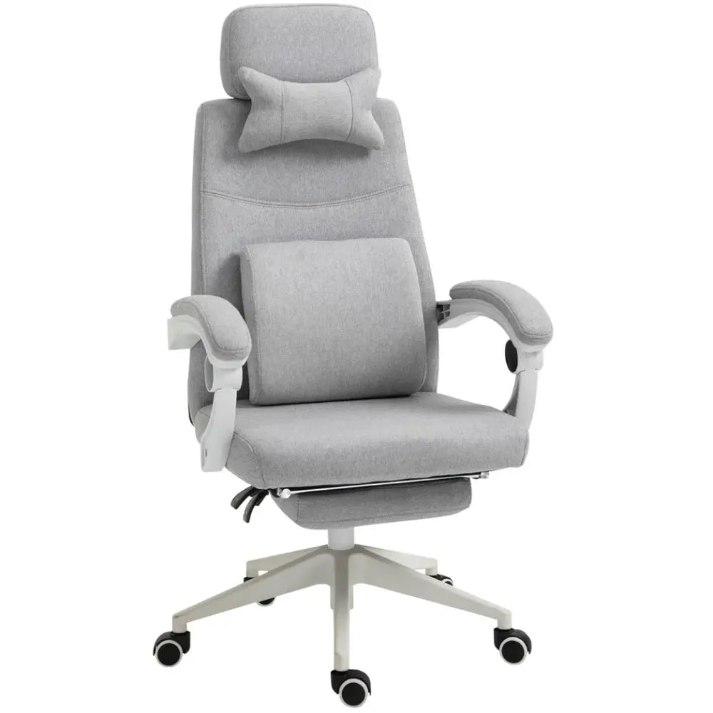 Ergonomic Home Office Chair 360 Swivel with Footrest Height Adjustable Grey - Office Chair from Unbranded