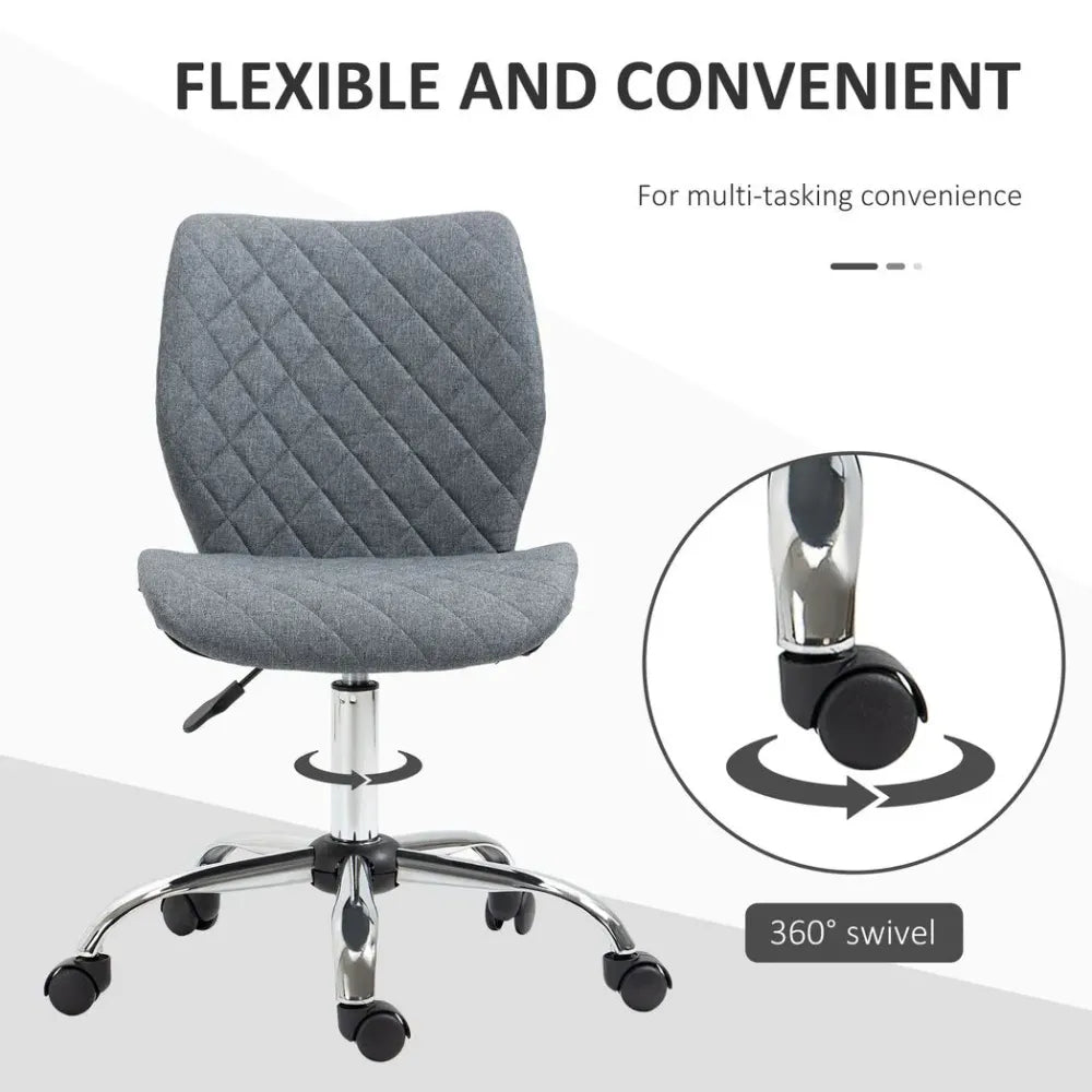 Ergonomic Mid Back Office Chair 360 Swivel Height Adjustable Home Office Grey - Office Chair from Unbranded