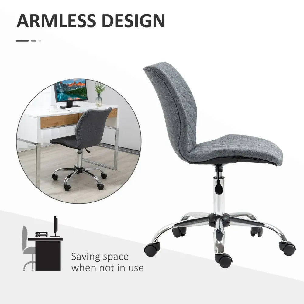 Ergonomic Mid Back Office Chair 360 Swivel Height Adjustable Home Office Grey - Office Chair from Unbranded