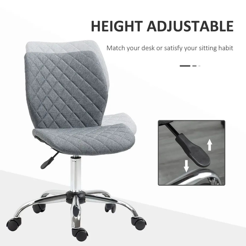 Ergonomic Mid Back Office Chair 360 Swivel Height Adjustable Home Office Grey - Office Chair from Unbranded