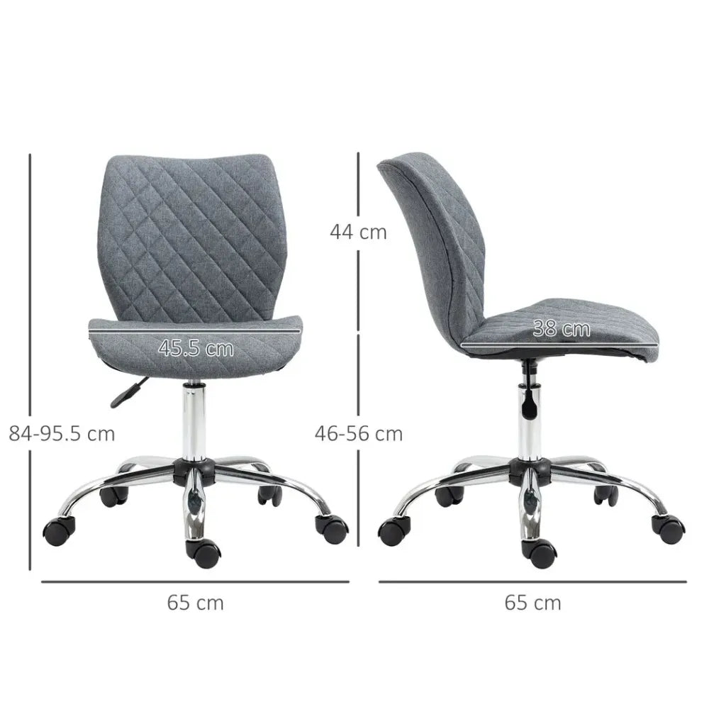 Ergonomic Mid Back Office Chair 360 Swivel Height Adjustable Home Office Grey - Office Chair from Unbranded