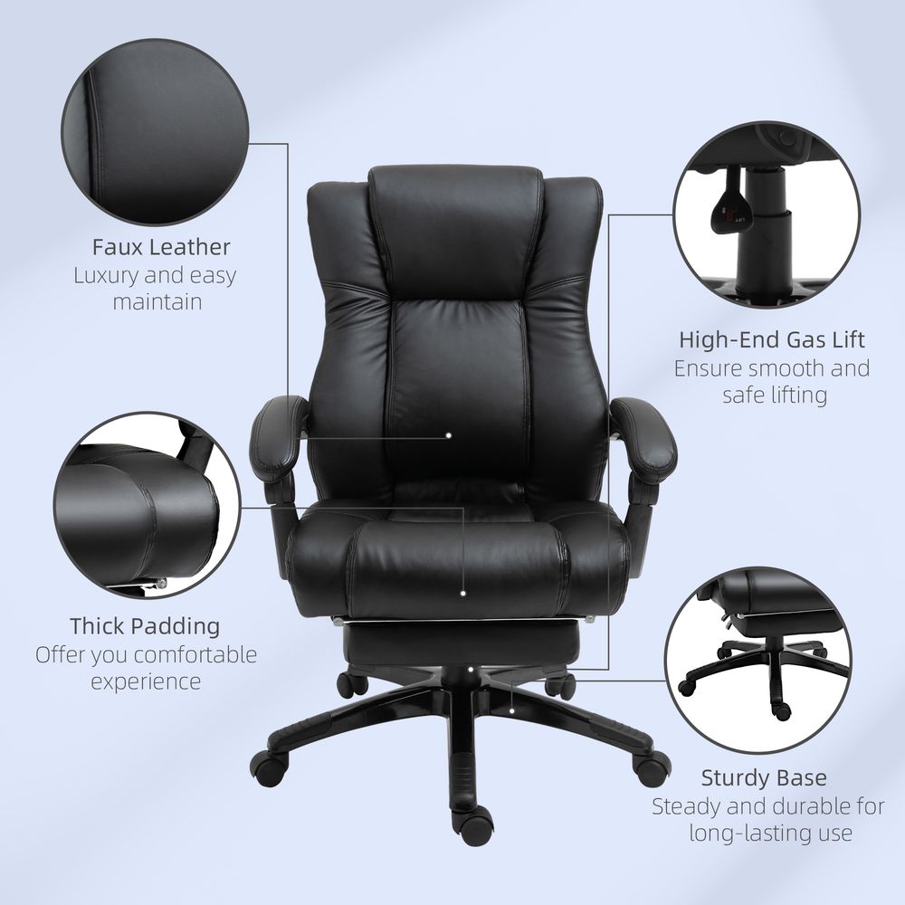 Executive Home Office Chair High Back Recliner, w/ Foot Rest, Black Vinsetto - Office Chair from Unbranded