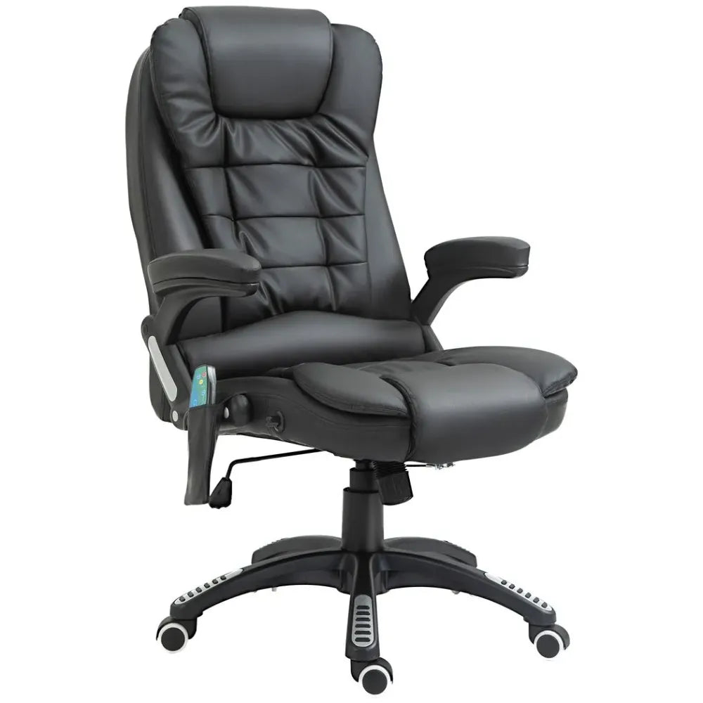 Executive Office Chair with Massage and Heat PU Leather Reclining Chair, Black - Office Chair from Unbranded