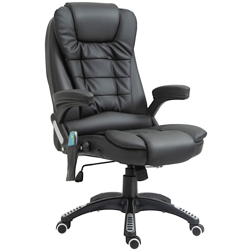 Executive Office Chair with Massage and Heat PU Leather Reclining Chair, Black - Office Chair from Unbranded