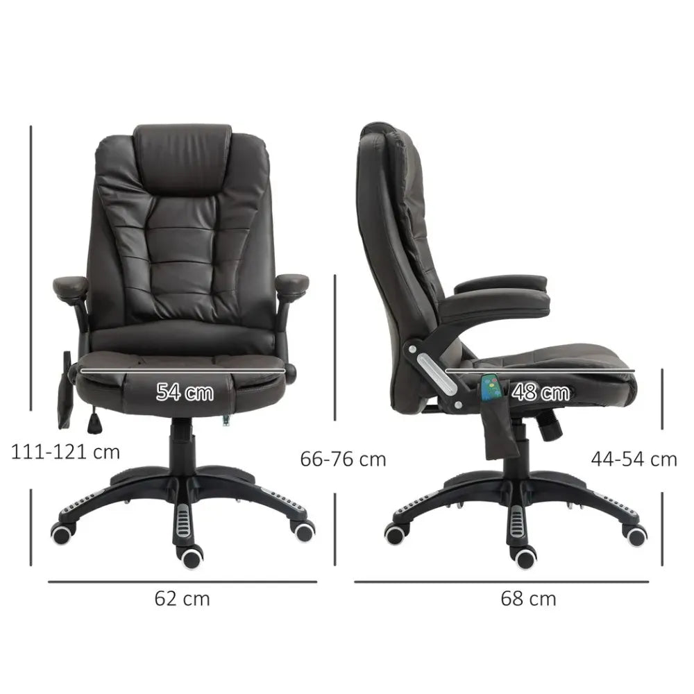 Executive Office Chair with Massage and Heat PU Leather Reclining Chair, Brown - Office Chair from Unbranded