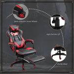 Gaming Chair Ergonomic Reclining w/ Manual Footrest Wheels Stylish Office Red - Office Chair from Unbranded