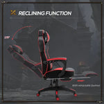 Gaming Chair Ergonomic Reclining w/ Manual Footrest Wheels Stylish Office Red - Office Chair from Unbranded
