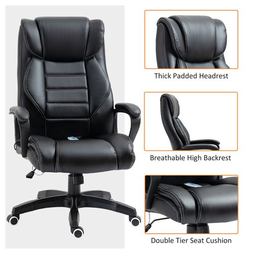 High Back 6 Points Vibration Massage Executive Office Chair, Black Vinsetto - Office Chair from Unbranded