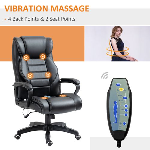High Back 6 Points Vibration Massage Executive Office Chair, Black Vinsetto - Office Chair from Unbranded