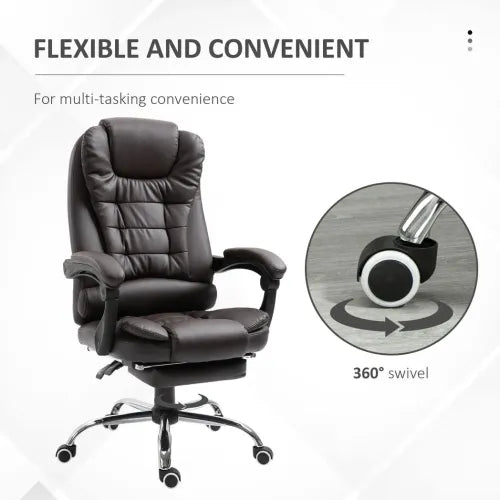 High Back Executive Office Chair Reclining Computer Chair w/ Swivel Wheel Brown - Office Chair from Unbranded