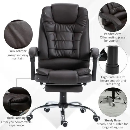 High Back Executive Office Chair Reclining Computer Chair w/ Swivel Wheel Brown - Office Chair from Unbranded