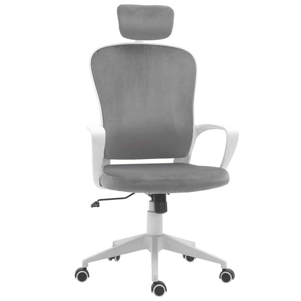 High-Back Office Chair Home Rocking w/ Wheel, Up-Down Headrest, Grey Vinsetto - Office Chair from Unbranded