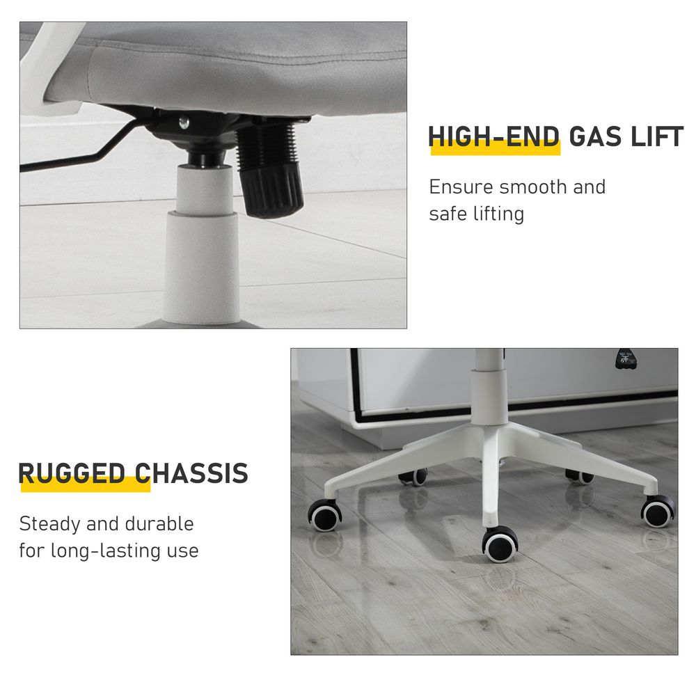 High-Back Office Chair Home Rocking w/ Wheel, Up-Down Headrest, Grey Vinsetto - Office Chair from Unbranded