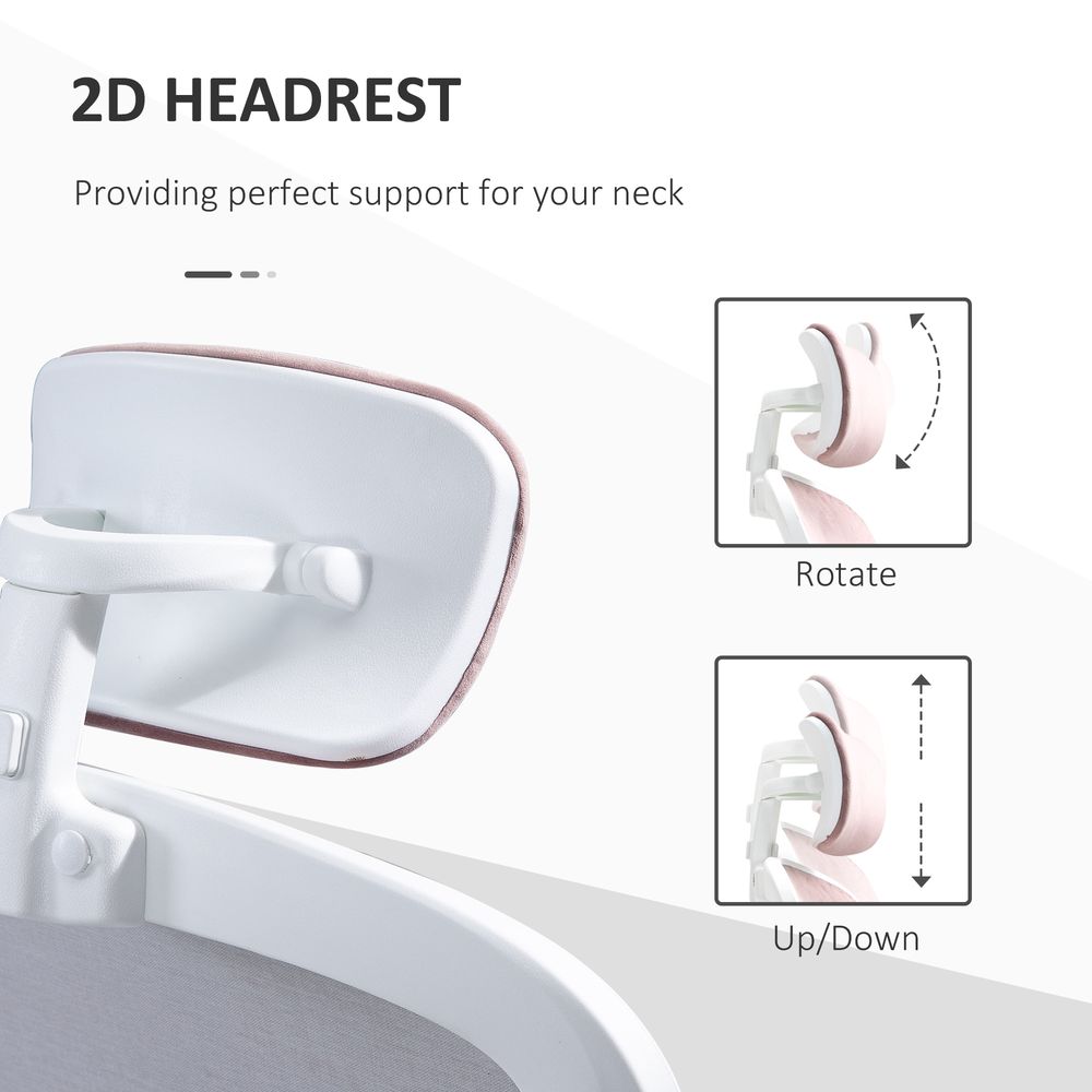 High-Back Office Chair Velvet Fabric Computer Rocking Wheels, Pink Vinsetto - Office Chair from Unbranded