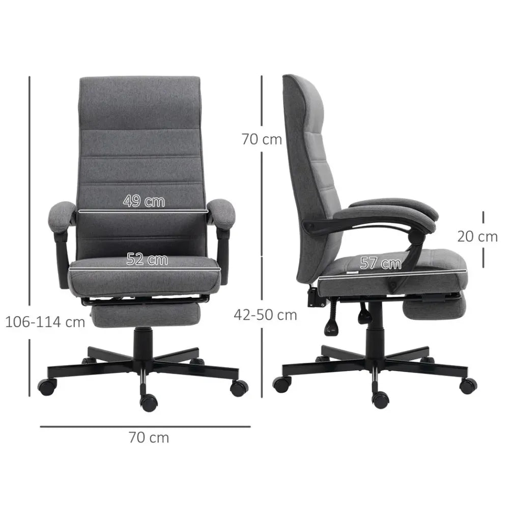 Home Office Chair High-Back Reclining Chair for Bedroom Study Living Room Grey - Office Chair from Unbranded