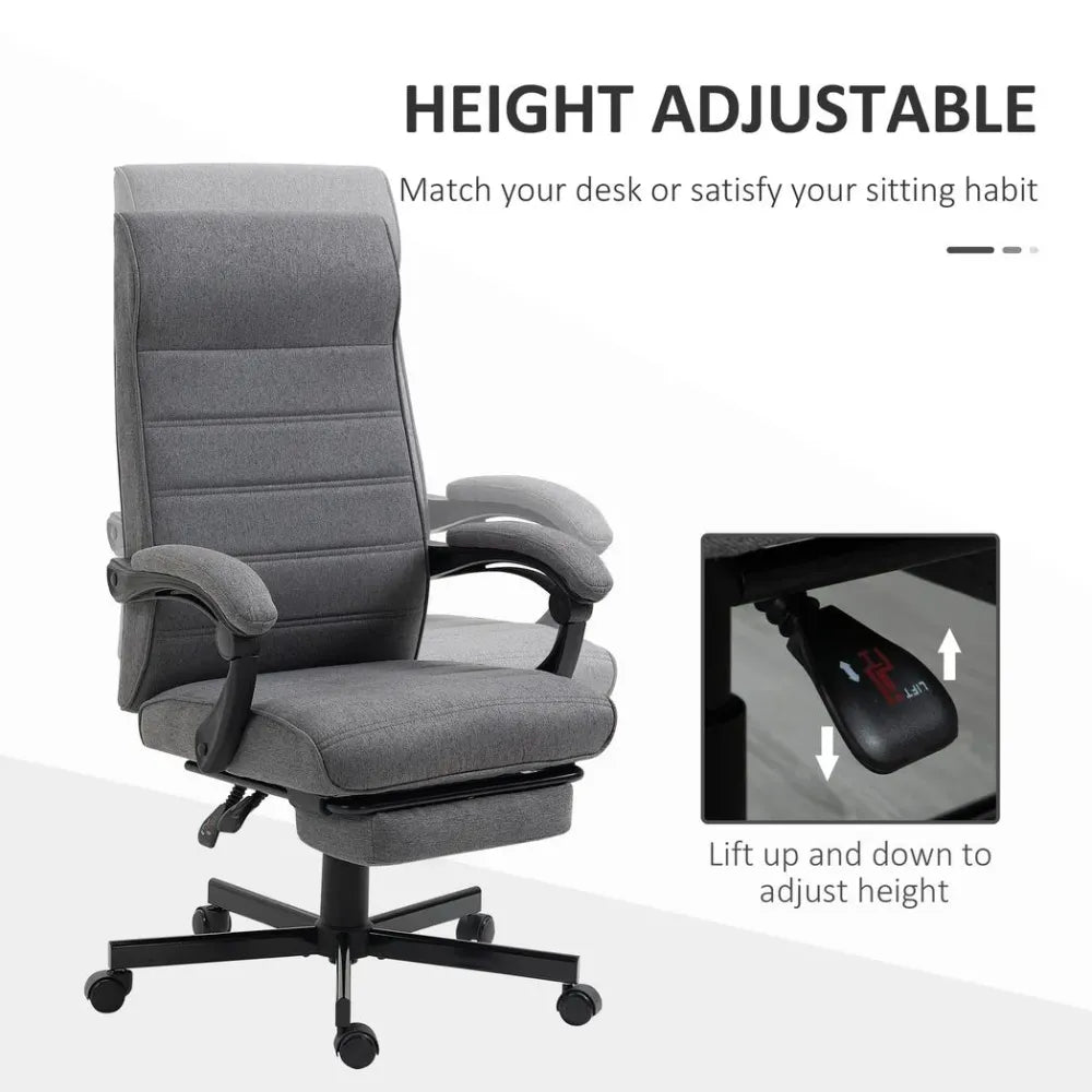 Home Office Chair High-Back Reclining Chair for Bedroom Study Living Room Grey - Office Chair from Unbranded