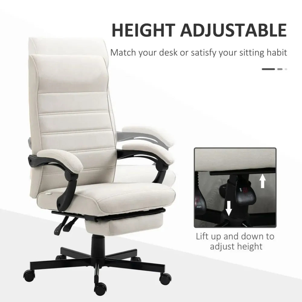 Home Office Chair High-Back Reclining Chair for Bedroom Study Living Room White - Office Chair from Unbranded