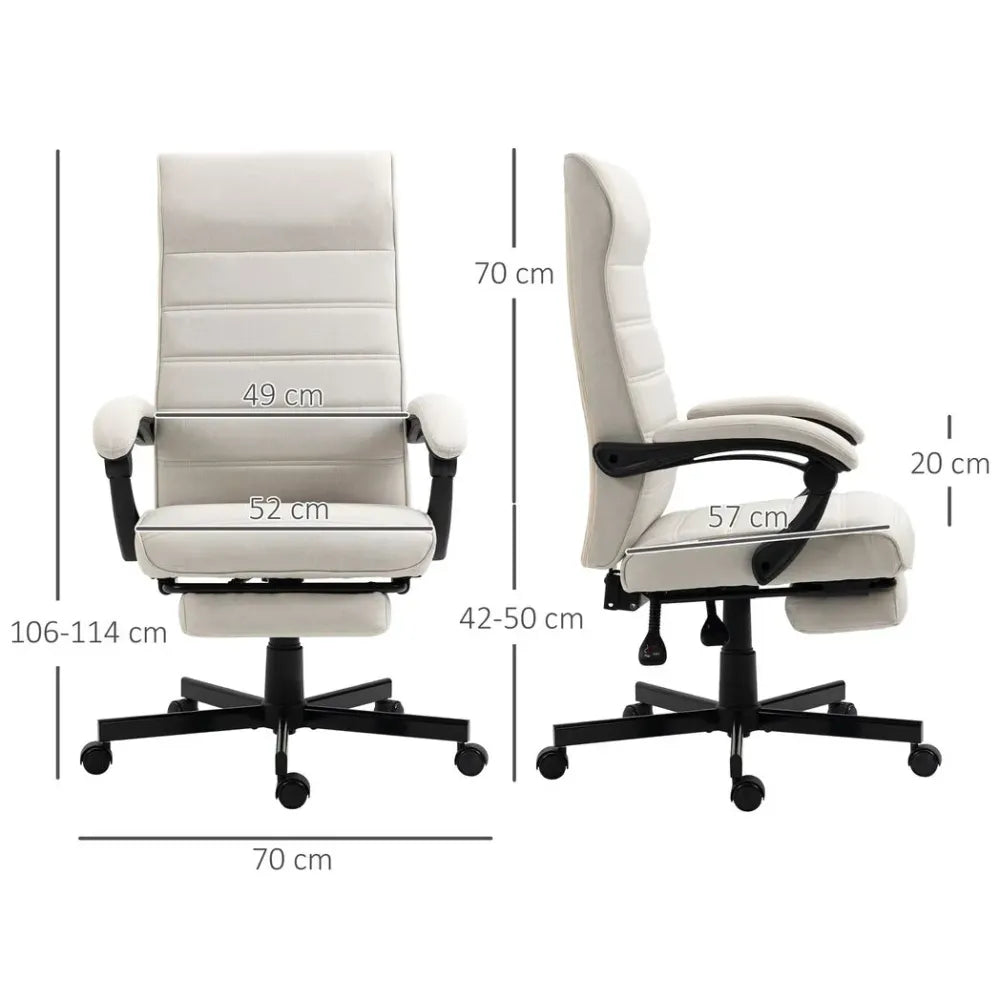 Home Office Chair High-Back Reclining Chair for Bedroom Study Living Room White - Office Chair from Unbranded