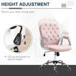 Office Chair Luxury Velour Diamond Tufted Padded Ergonomic 360 Swivel Pink - Office Chair from Unbranded