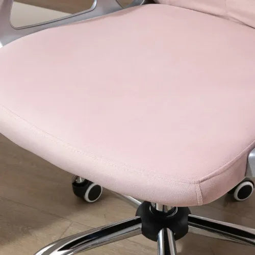 Office Chair Luxury Velour Diamond Tufted Padded Ergonomic 360 Swivel Pink - Office Chair from Unbranded
