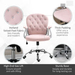 Office Chair Luxury Velour Diamond Tufted Padded Ergonomic 360 Swivel Pink - Office Chair from Unbranded