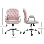 Office Chair Luxury Velour Diamond Tufted Padded Ergonomic 360 Swivel Pink - Office Chair from Unbranded