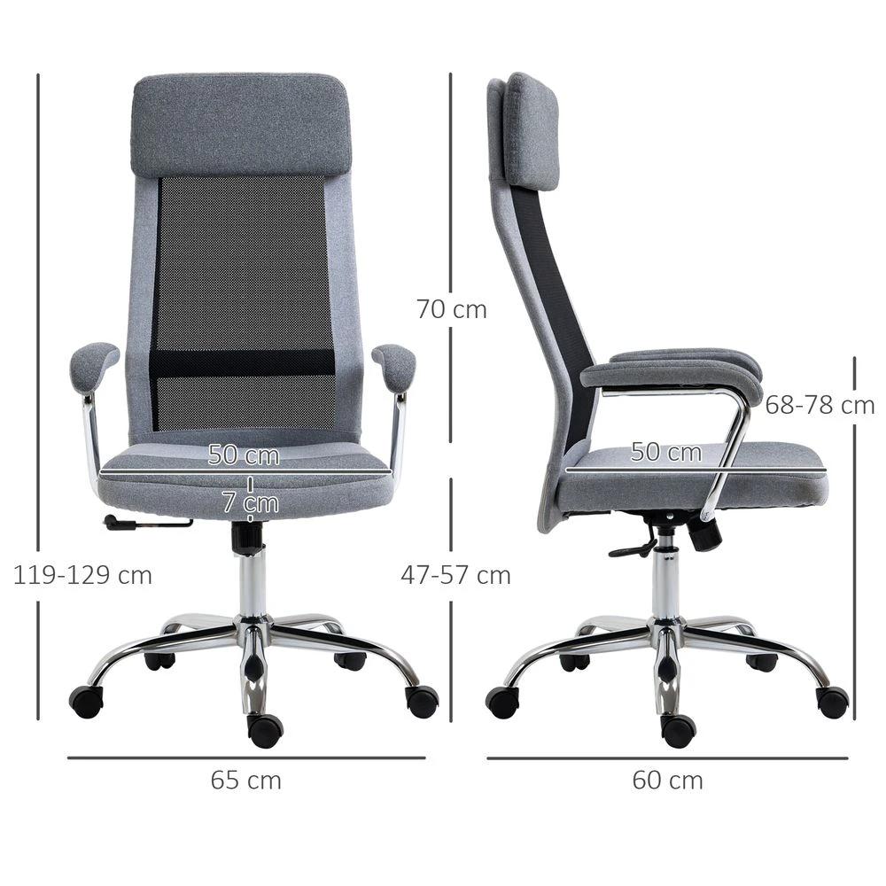 Office Chair Mesh High Back Swivel Task Home Desk Chair w/ Arm, Grey Vinsetto by Unbranded