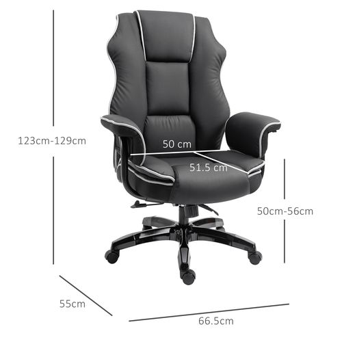 Piped PU Leather Padded High-Back Computer Office Gaming Chair Black Vinsetto - Office Chair from Unbranded