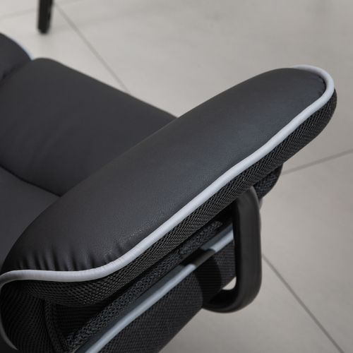 Piped PU Leather Padded High-Back Computer Office Gaming Chair Black Vinsetto - Office Chair from Unbranded